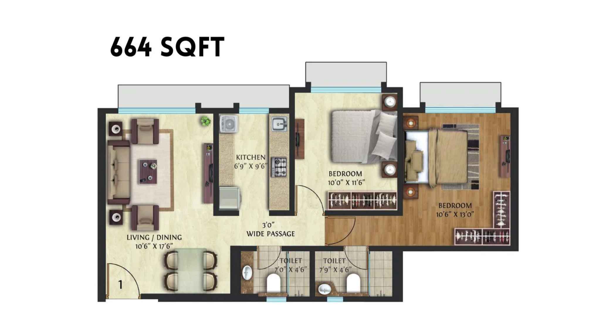 Crescent-Nexus-Floor-Plan-2-BHK-664-Sqft