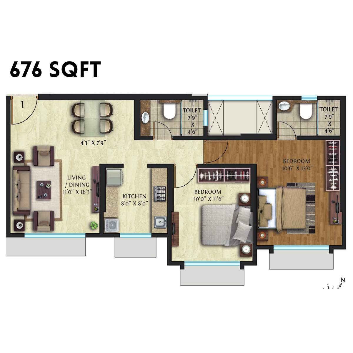 Crescent-Nexus-Floor-Plan-2-BHK-676-Sqft